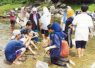 Studying river ecology. Photo By Mokti
